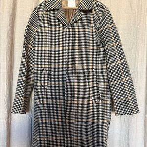 Sandro Houndstooth Coat in Black and Cream